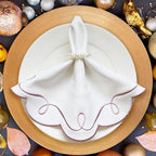 15 Inch Ribbon Twirl Embroidery Round Placemats Set of 4, Scalloped Round Table Mats for Party Kitchen Dining Decoration, Pink - Image 5