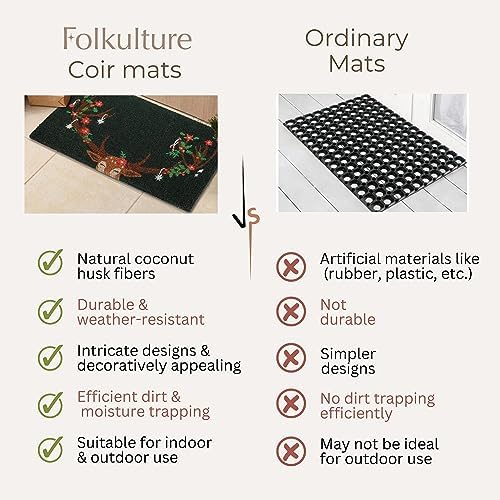 Folkulture Christmas Door Mat Outdoor, Eco Friendly Christmas Door Mats for Front Door, 28 X 16 Inch Welcome Matt or Doormat for Home Entrance, Durable & Anti Slip Coir Door Mats (Reindeer) - Image 6