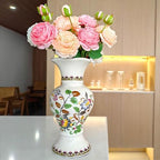 Rustic Farmhouse Ceramic Flower Vase, 12-Inch Colorful Vintage Vase - Image 2