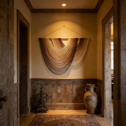 LISRRZHEN Large Macrame Wall Hanging - Boho Nordic Geometric Woven Tapestry, Handcrafted Cotton Wall Decor for Living Room Bedroom Entryway Apartment - Image 6