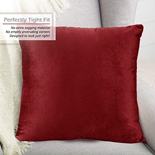Nestl Throw Pillow Covers, Cozy Velvet Decorative Autumn Pillow Covers 22 x 22 Inches, Soft Solid Couch Pillow Covers for Sofa, Bed and Car, Set of 2 - Cherry Red - Image 4