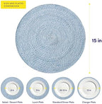 Round Placemats Set of 6-100% Cotton Two-Tone Placemat for Dining Table - Woven Braided Table Setting Place Mat - Washable Table Decor for Kitchen, Farmhouse, Rustic, Everyday Use, Dark Blue - Image 4