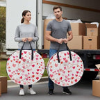 Valentine's Day Round Storage Bag 30 Inch, Romantic Watercolor Red Gradient Love Heart Tree Clothes Storage Container with Handles Heavy Duty Organizer for Comforter, Bedding & Holiday Wreaths - Image 4