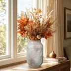 Ceramic Rustic Farmhouse Vase, 9.4Inch Pottery Decorative Flower Vase - Image 3