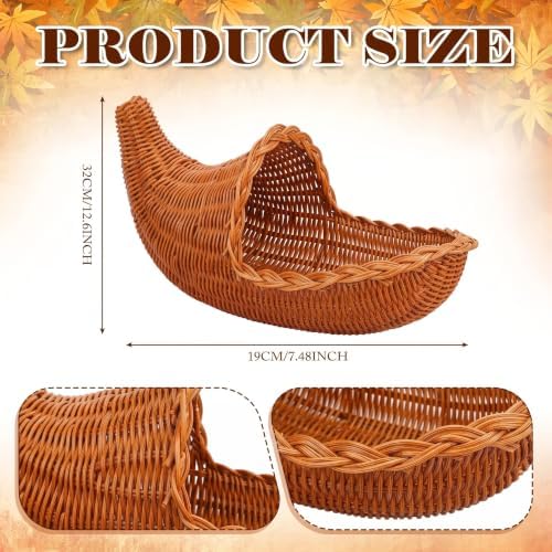 Dandat 1 Fall Cornucopia Basket Large Horn of Plenty Centerpiece - Image 2