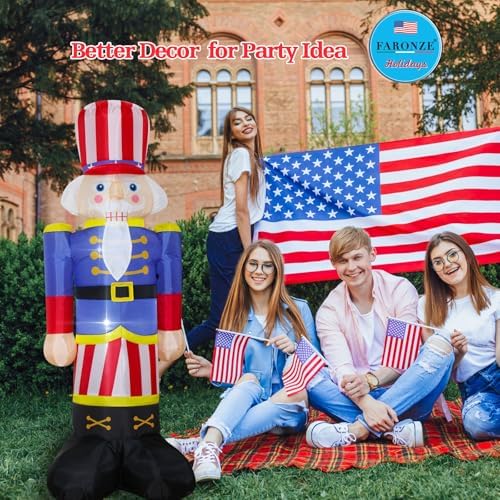 Patriotic Inflatables Independence Day 4th of July Nutcracker Solider Blow Up Holidays Party Front Door Garden Yard Lawn Decor Lighted Decoration (5Ft Patriotic Nutcracker) - Image 5