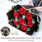 Lewondr Preserved Flowers Bouquet, Red Roses Forever Flowers for Delivery - Image 3