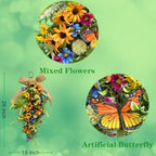 Svndlyn Lighted Spring Summer Floral Swag with Butterflies and Wildflowers - Image 3