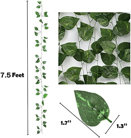 720 Feet 96 Pack Fake Greenery Hanging Garland, Ivy Leaf Plants, Vine Leaves, Fake Flowers Foliage for Bedroom Garden Wall Decor - Image 3