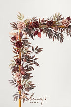 Ling's moment Flower Garland, 5FT Eucalyptus & Rose Burgundy & Dusty Rose - Image 3