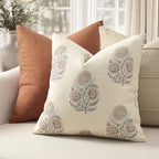 YCOLL Vintage Floral Print Pillow Covers 22x22 Set of 2 Patterned Accent Decorative Cushion Covers Modern Farmhouse Throw Pillow Covers for Sofa Couch Chair Bed Living Room Home Decor, Blush Pink - Image 2