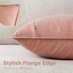 Foindtower Linen Solid Decorative Throw Pillow Covers 26x26 Inch Coral Pink - Image 3