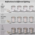 LETINE 24pcs Silver Votive Candle Holders – Glass Tea Light Candles Holder, Standard Votive Size for Regular Votive Candles – Bulk Candle Holder for Party Decoration, Bridal Shower, Holiday - Image 3