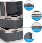 GhvyenntteS Large Fabric Storage Bins for Shelves with 3 Handles, 15x11x9.6in Closet Storage Bins, Sturdy Foldable Storage Baskets for Shelves Closet Bedroom Living Room Office (Beige, Set of 6) - Image 3