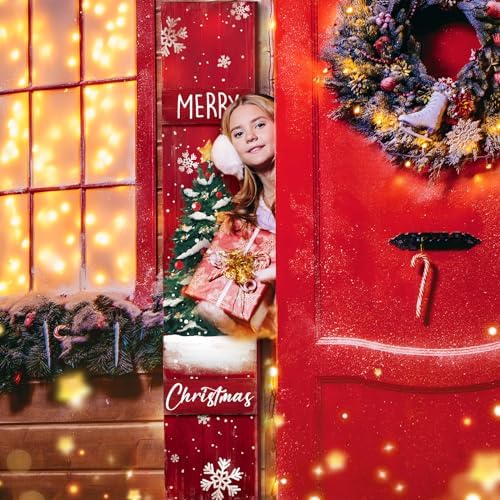 Merry Christmas Porch Sign Vertical Xmas Wooden Door Decor, 47" H - Image 5