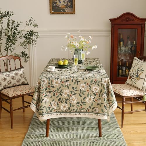 ISAENNE Designer Vintage Green Rectangular Tablecloth,71"x55" - Image 3