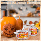 Mimorou 6 Pcs Glass Pumpkin Candy Jars with Lids, 3 Sizes Clear Bowls - Image 4