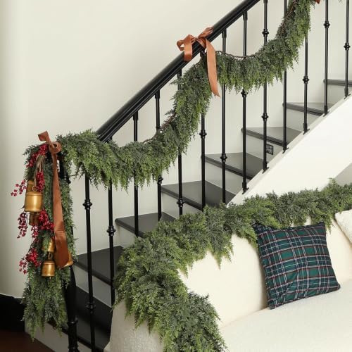 15FT Extra Full Christmas Cedar Garland Artificial Realistic Soft Thick Lush Cedar Pine Garland for Fireplace Mantel Stairs Indoor Outdoor - Image 3