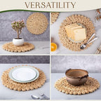 15" Set of 4 Corn Husk Woven Round Placemats by DaiVuCrafts - Image 4