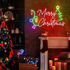 Merry Christmas Neon Sign LED Decor Dimmable Tree Neon Light up Sign for Bar Pub Club Home Bedroom Office Restaurant Christmas Home Indoor New Year Party (19.6 * 13.7 In) - Image 2