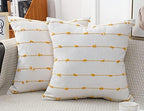 NUYECY Set of 2 Boho Throw Pillow Covers 26x26,Beige Yellow Neutral Couch Pillow Case with Tassel Fringe Decorative，Modern Accent Farmhouse Cushion Covers for Sofa Couch Bed Living Room by NUYECY