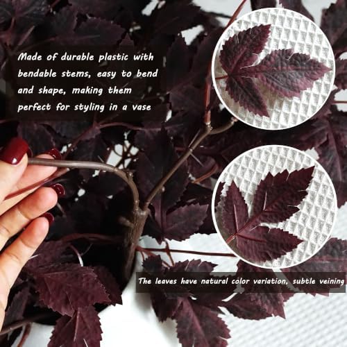 12pcs 24in Artificial Cimicifuga Plum Leaves Fall Autumn Harvest Decoration - Image 5