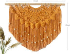 Youngeast Large Macrame Wall Hanging Boho Beaded Curtain for Window Macrame Bedroom Headboard Living Room Wall Art Tassel Tapestry Bohemian Woven Wall Decor 31" W X 25" H (Orange) - Image 2