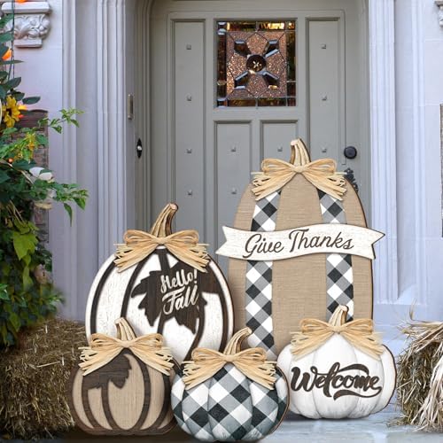 GlikCeil 5 Pcs Fall Pumpkins Porch Decor, Fall Outdoor Decorations - Image 6