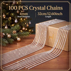 Junkin 100 Pcs 12.6'' Rhinestone Crystal Christmas Ornaments, Silver - Image 2