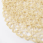 IcosaMro Round Woven Placemats Set of 12 for Dining Table, 15 Inches Paper Boho Decorative Circle Place Mats for Wedding Christmas Thanksgiving Day Holiday Dinner (Beige) - Image 5