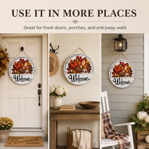 Interchangeable Door Sign, 12 In Wooden Welcome Sign for Front Door (2 Set * 12Pcs) - Image 4