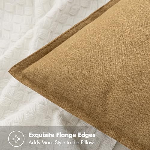 MIULEE Decorative Linen Euro Sham Pillow Covers 26x26 Mustard Yellow - Image 2