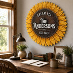 Personalized Family Name Sign, Custom Faux Carved Wood Sunflower Wall Decor, "Let the Sunshine In" Plaque, Flat MDF Board with Realistic 3D Floral Print (Not Real Wood), Country Farmhouse Art - Image 6
