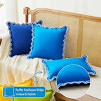 JOJOGOGO Light Blue Scalloped Outdoor Throw Pillow Covers 18x18 Set of 2 - Image 4