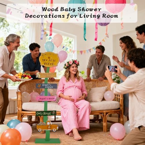 Winnie Baby Shower Decorations | Lighted Wood Baby Shower Standing Signs for Indoor Outdoor Yard Porch Decor | Hundred Acre Wood Birthday Party Decor - Image 6
