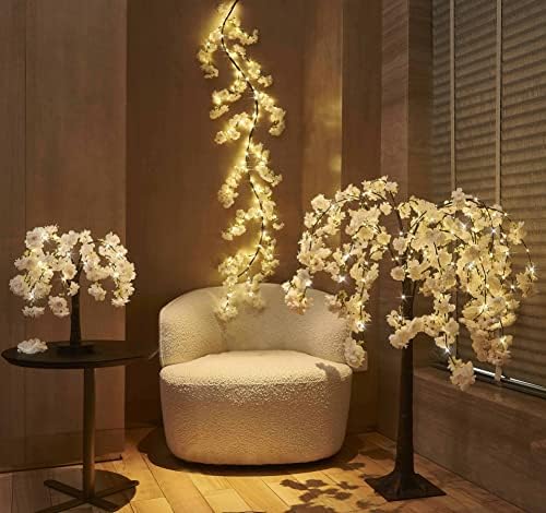 LITBLOOM Cherry Blossom Garland with Lights Battery Operated with Timer 96 Fairy Lights, Lighted Flower Garland 6FT for Mantle Firepalce Wedding Party Decoration Indoor Outdoor - Image 4