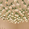 Lyrow 60 Pack White Artificial Flower Hanging Ornaments White Rose Floating Garland Floral Minimalist Boho Wedding Proposal Anniversary French Cream Farmhouse Ceiling Garland Table Decor DIY Craft by Lyrow