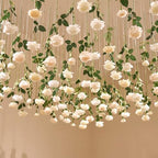 Lyrow 60 Pack White Artificial Flower Hanging Ornaments White Rose Floating Garland Floral Minimalist Boho Wedding Proposal Anniversary French Cream Farmhouse Ceiling Garland Table Decor DIY Craft by Lyrow