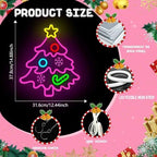 Christmas Neon Sign Pink Christmas Tree Neon Sign for Wall Decor Xmas Tree Led Sign with Candy Xmas Pink Tree Neon Light Up Signs for Bedroom Window Holiday Door Xmas Party Home Decoration Winter Porch - Image 3