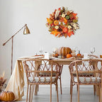 24 Inch Fall Wreaths for Front Door,Autumn Pumpkin Maple Wreath with Hanger - Image 6