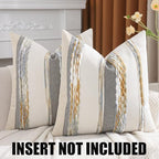 Boho Tufted Throw Pillow Covers 18x18 Set of 2 Yellow Gray - Image 2