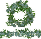 2 Pack Artificial Eucalyptus Garland Each 6.5 FT Faux Greenery Garland for Wedding Mantle Table Runner DIY Garlands Decor by Trimgrace