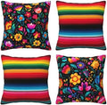 Mexico Flowers Throw Pillow Covers 18 X 18 Inch Set of 4 Decorative Cushion Cover Home Decor for Sofa Chair Couch Bedroom Living Room by Zntuv