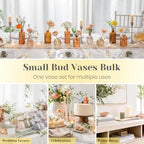 Hewory Small Bud Vases Bulk: 25Pcs Glass Amber Flower Vases for Centerpiece - Image 6