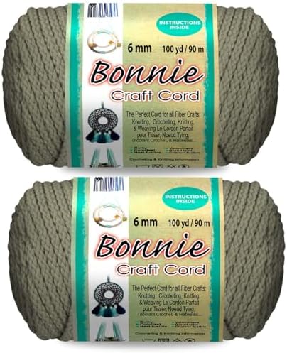 Pepperell Bonnie Braid Macrame Cord | 6mm x 100yd | Thatch (Value 2-Pack) | Twisted Polypropylene Cord for DIY Crafts, Plant Hangers, Wall Hangings, Crochet & Macrame | Long-Lasting, Vibrant Color by PepperellCrafts