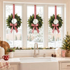Thiccywoov 8 Pcs 9" Mini Christmas Wreaths for Cabinets with Plaid Bow - Image 6