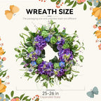 24 Inch Spring Wreath for Front Door, Artificial Hydrangea and Thistle Flowers, Spring and Summer Door Wreath with Lush Greenery, Summer Wreath for Indoor Outdoor Decor - Image 3