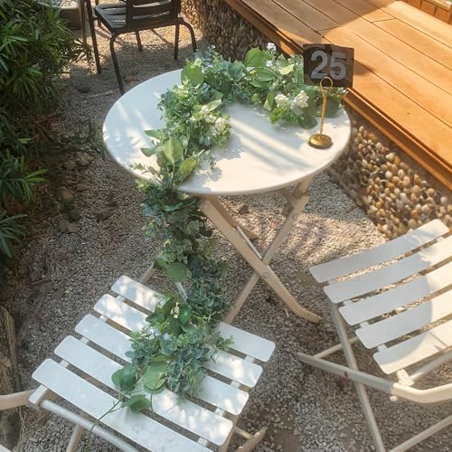Eucalyptus Garland for Table, 6' Faux Eucalyptus Garland w/Flowers & Seeds - Image 6