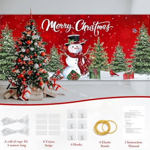 WovWeave Snowman Garage Door Cover Banner, 7 x 16 ft - Image 2