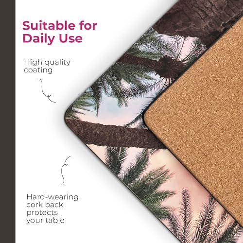 Pimpernel Palms Placemats, Set of 4 (15.7" x 11.7") – Cork-Backed Rectangles Featuring Botanical Artwork, Heat & Stain Resistant Lacquered Surface, Dining Mats & Decorative Protectors for Kitchen - Image 5